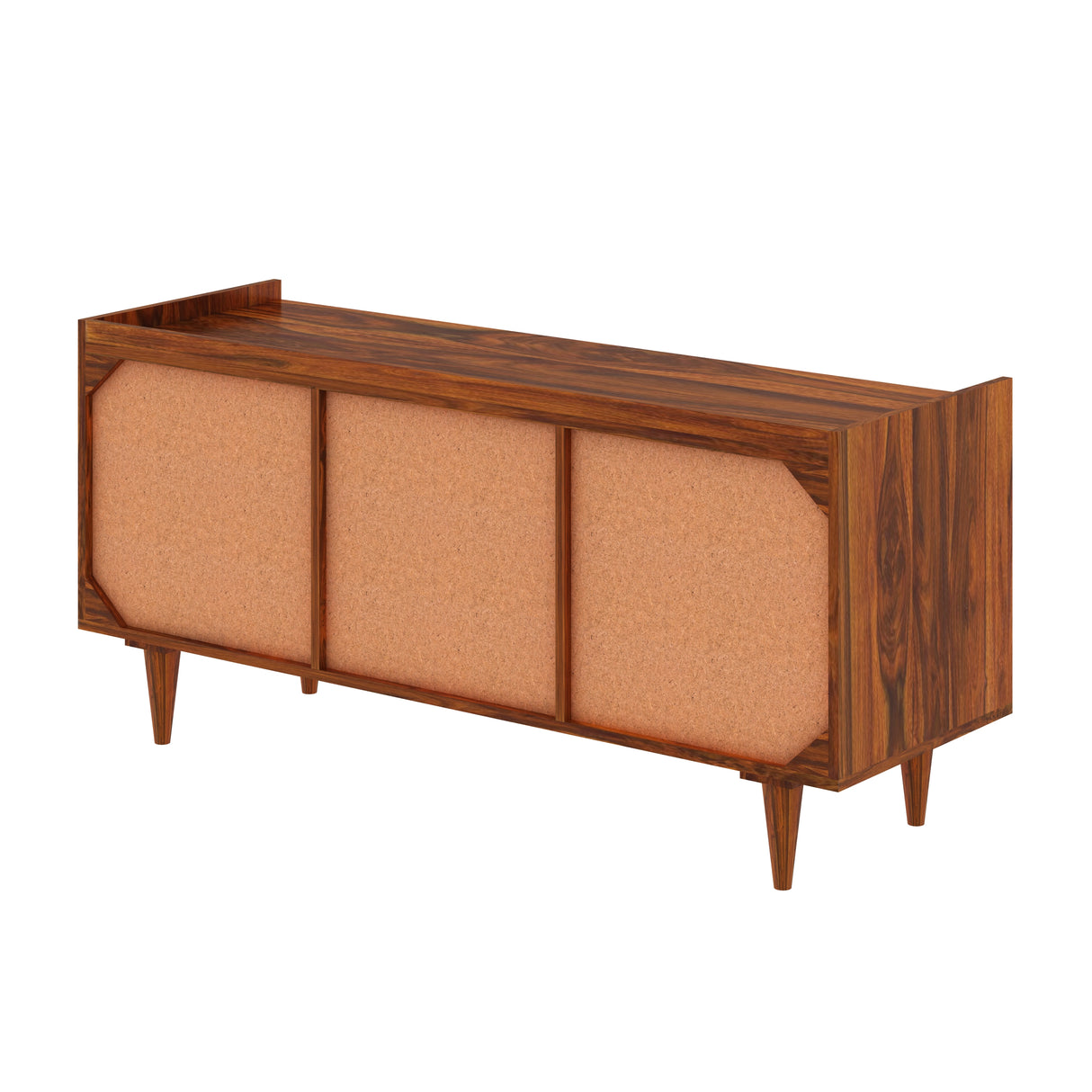 Wave Solid Sheesham Wood Sideboard Storage Unit With Two Doors and Three Drawers - 3 Years Warranty