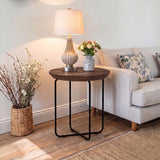 Spire Solid Sheesham Wood End Table With Iron Stand - 3 Years Warranty