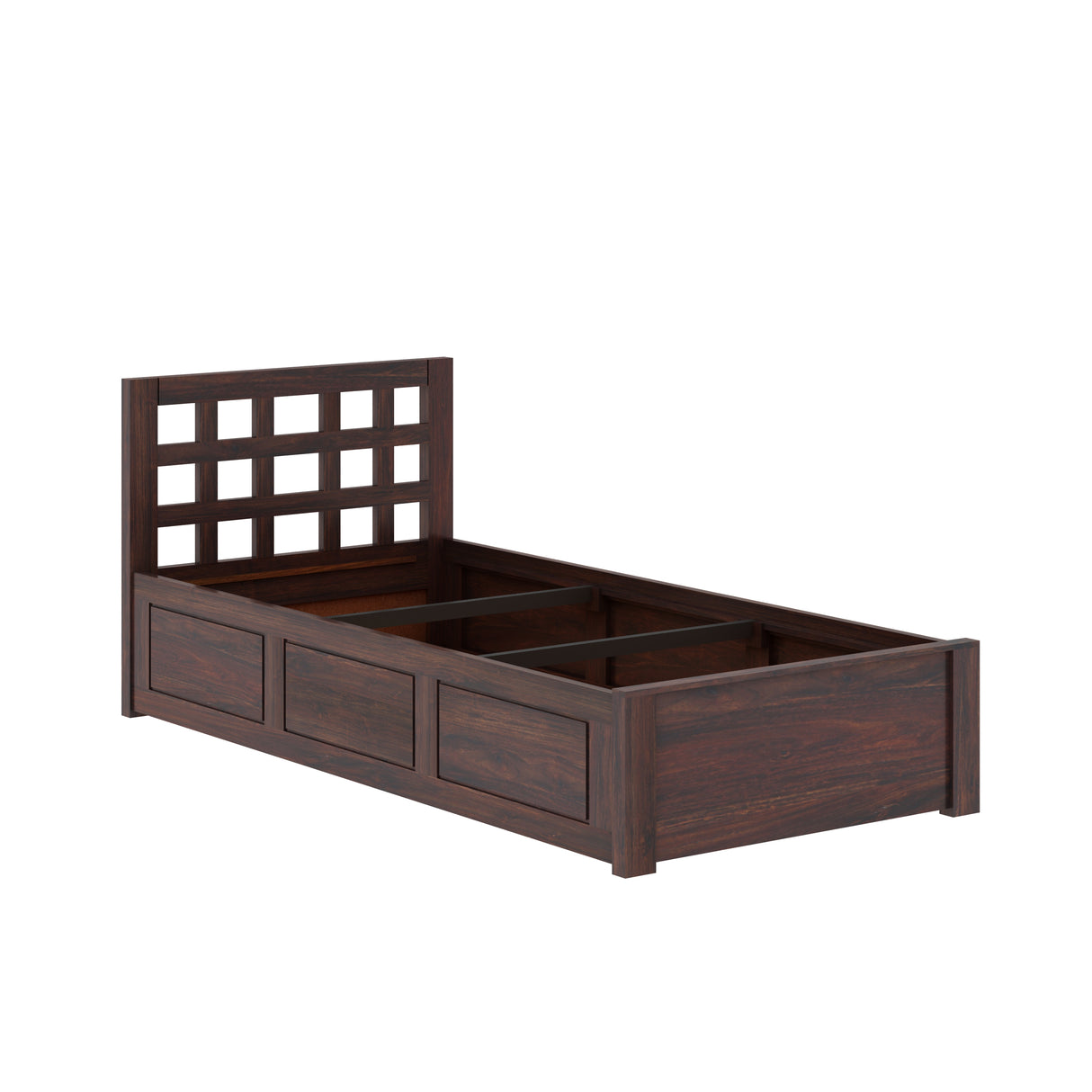 Simons Solid Sheesham Wood Single Bed With Box Storage - 3 Years Warranty