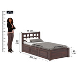 Simons Solid Sheesham Wood Single Bed With Box Storage - 3 Years Warranty