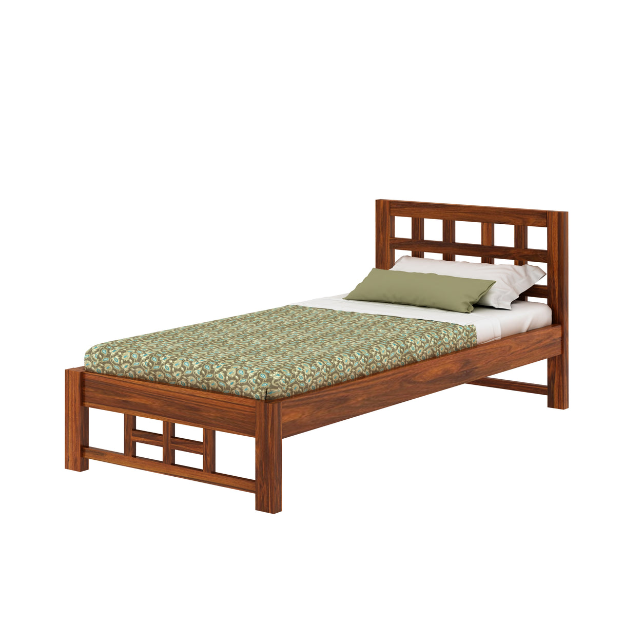 Simons Solid Sheesham Wood Single Bed - 3 Years Warranty