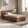 SKYLER Solid Sheesham Wood 4 Feet Bed With Box Storage - 3 Years Warranty