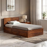 SKYLER Solid Sheesham Wood 4 Feet Bed With Box Storage - 3 Years Warranty
