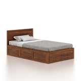 SKYLER Solid Sheesham Wood 4 Feet Bed With Box Storage - 3 Years Warranty