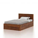 SKYLER Solid Sheesham Wood 4 Feet Bed With Box Storage - 3 Years Warranty