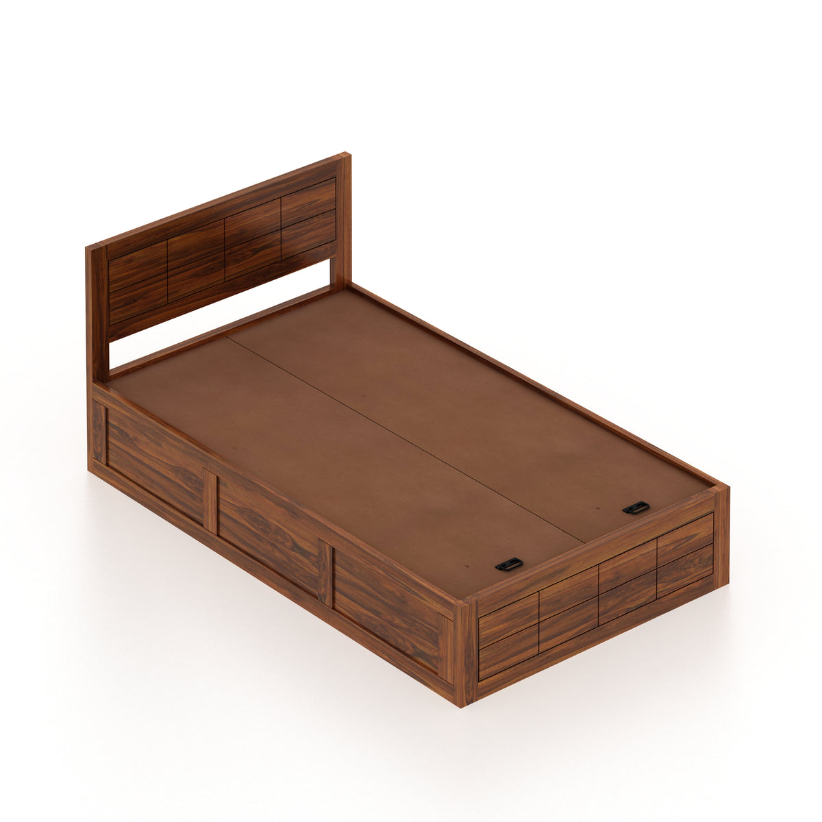 SKYLER Solid Sheesham Wood 4 Feet Bed With Box Storage - 3 Years Warranty