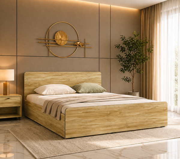 SMITH Engineered Wood Bed with Box Storage (STONE) - 12 Months Warranty