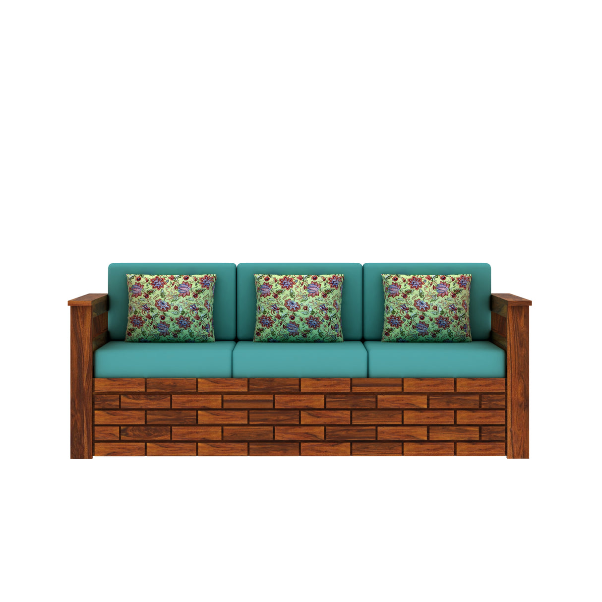 Italian Solid Sheesham Wood 5 Seater Sofa With Side Pockets - 3 Years Warranty