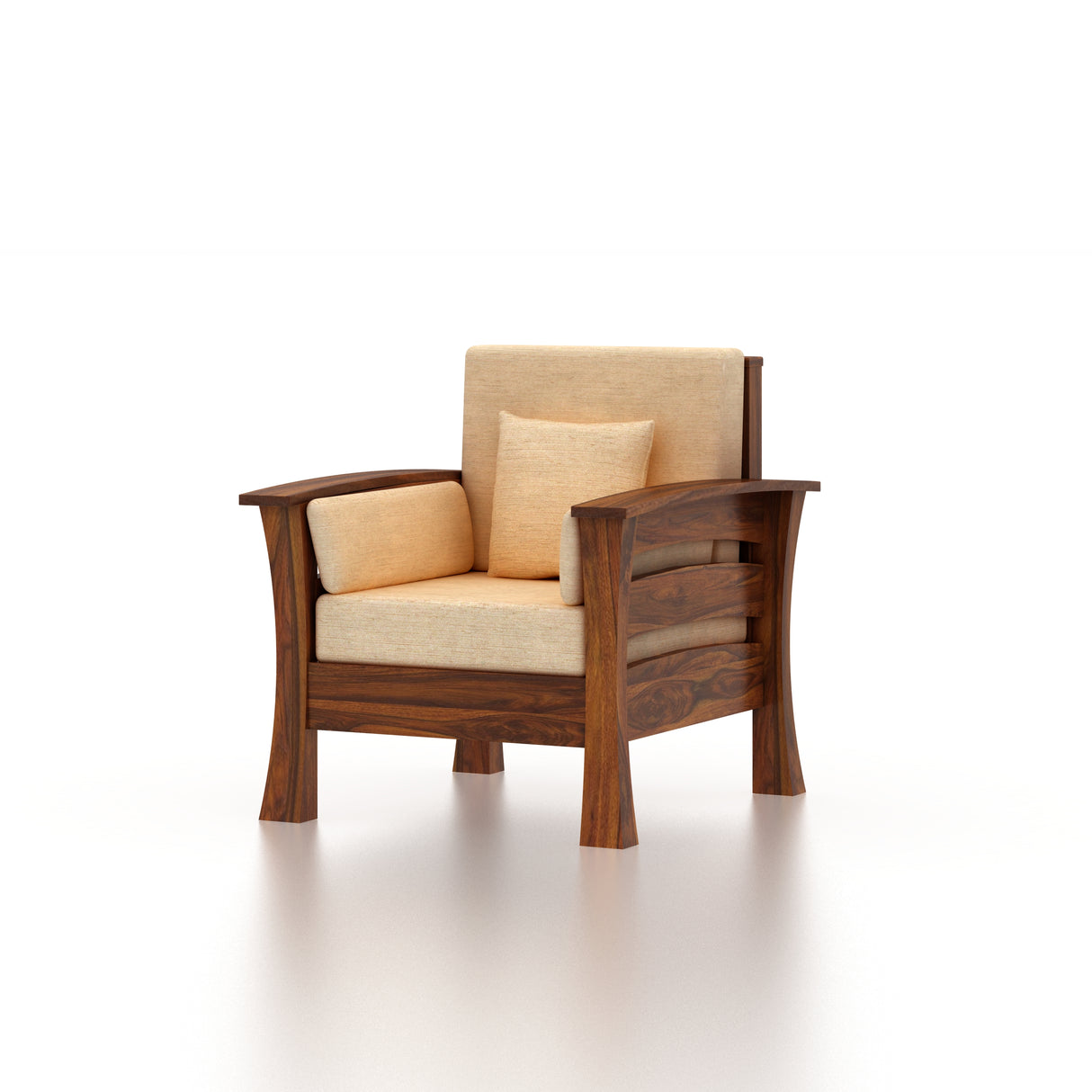 Nirvana Solid Sheesham Wood Single Seater Sofa - 3 Years Warranty