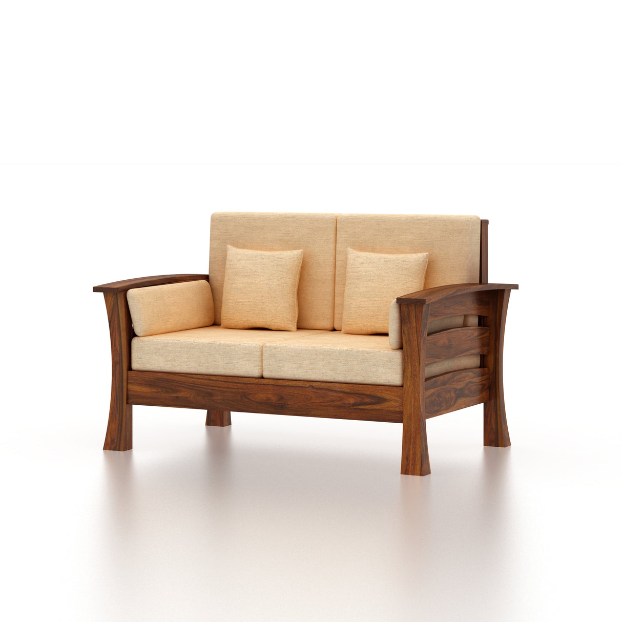 Nirvana Solid Sheesham Wood Two Seater Sofa - 3 Years Warranty