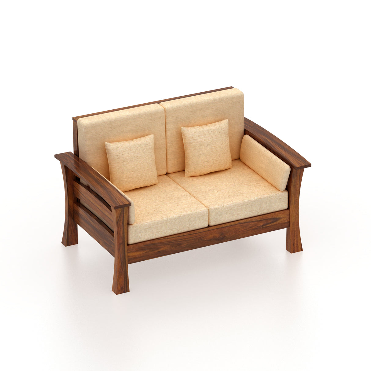 Nirvana Solid Sheesham Wood Two Seater Sofa - 3 Years Warranty
