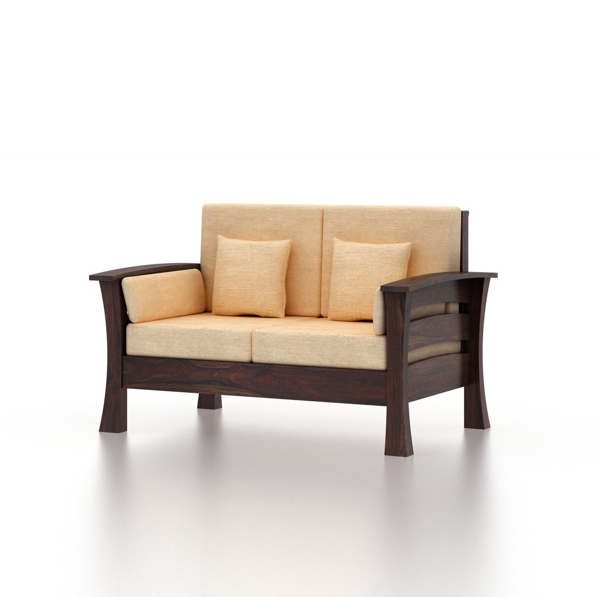 Nirvana Solid Sheesham Wood 2 Seater Sofa - 3 Years Warranty