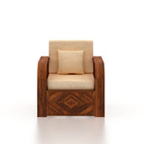 Wave Solid Sheesham Wood Single Seater Sofa With Side Pockets - 3 Years Warranty