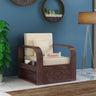 Wave Solid Sheesham Wood Single Seater Sofa With Side Pockets - 3 Years Warranty