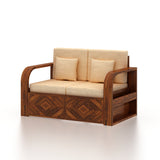 Wave Solid Sheesham Wood 2 Seater Sofa With Side Pockets - 3 Years Warranty
