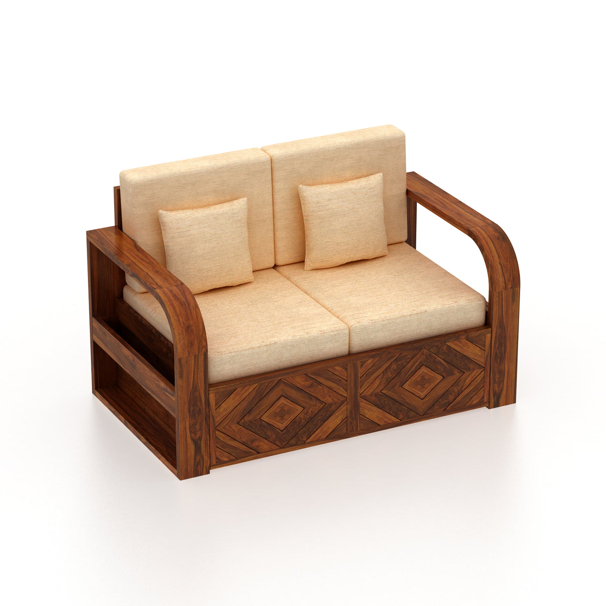 Wave Solid Sheesham Wood 5 Seater Sofa Set 3+2 - 3 Years Warranty