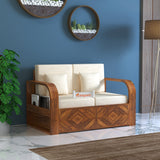 Wave Solid Sheesham Wood 2 Seater Sofa With Side Pockets - 3 Years Warranty