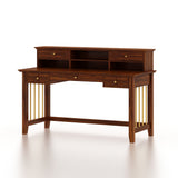 Edin Solid Sheesham Wood Study Table With Storage and Brass Detailing - 3 Years Warranty