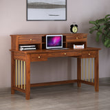 Edin Solid Sheesham Wood Study Table With Storage and Brass Detailing - 3 Years Warranty