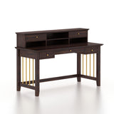 Edin Solid Sheesham Wood Study Table With Storage and Brass Detailing - 3 Years Warranty