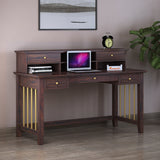 Edin Solid Sheesham Wood Study Table With Storage and Brass Detailing - 3 Years Warranty