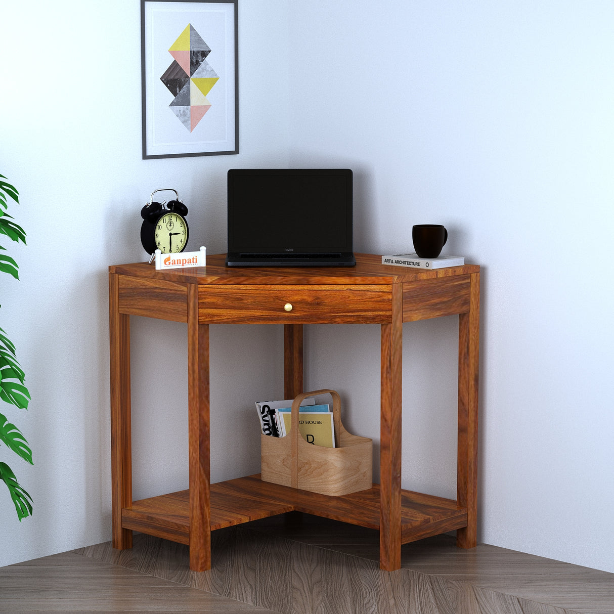 Swiss Solid Sheesham Wood Study Table With Storage - 3 Years Warranty
