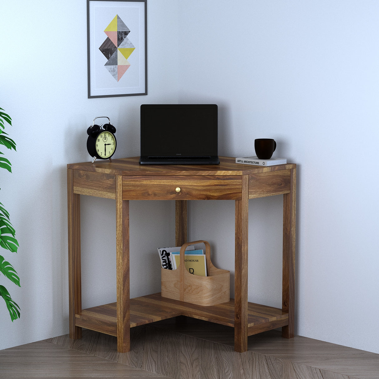 Swiss Solid Sheesham Wood Study Table With Storage - 3 Years Warranty