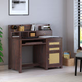 Maharaja Solid Sheesham Wood Study Table With Storage and Rattan Detailing - 3 Years Warranty