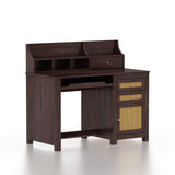 Maharaja Solid Sheesham Wood Study Table With Storage and Rattan Detailing - 3 Years Warranty