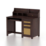 Maharaja Solid Sheesham Wood Study Table With Storage and Rattan Detailing - 3 Years Warranty