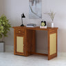 Syrus Solid Sheesham Wood Study Table With Storage and Rattan Detailing(BIG) - 3 Years Warranty