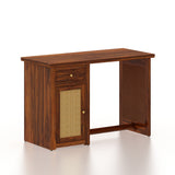 Syrus Solid Sheesham Wood Study Table With Storage and Rattan Detailing(BIG) - 3 Years Warranty