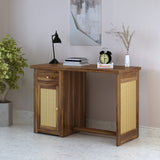 Syrus Solid Sheesham Wood Study Table With Storage and Rattan Detailing(BIG) - 3 Years Warranty