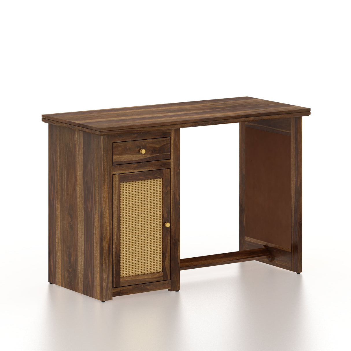Syrus Solid Sheesham Wood Study Table With Storage and Rattan Detailing(BIG) - 3 Years Warranty