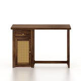 Syrus Solid Sheesham Wood Study Table With Storage and Rattan Detailing(BIG) - 3 Years Warranty