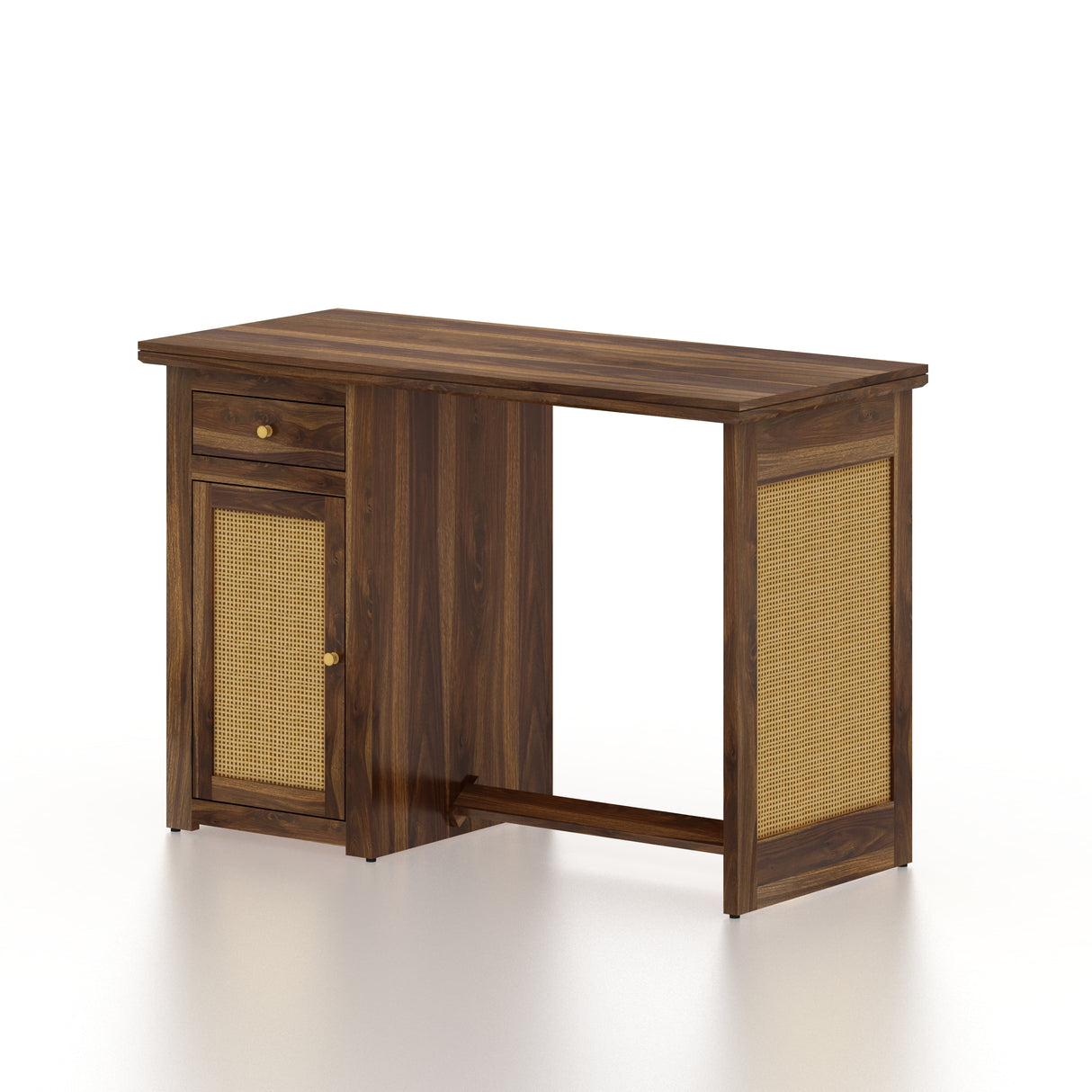 Syrus Solid Sheesham Wood Study Table With Storage and Rattan Detailing(BIG) - 3 Years Warranty