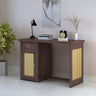 Syrus Solid Sheesham Wood Study Table With Storage and Rattan Detailing(BIG) - 3 Years Warranty