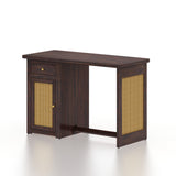Syrus Solid Sheesham Wood Study Table With Storage and Rattan Detailing(BIG) - 3 Years Warranty
