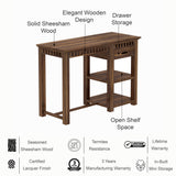 Armania Solid Sheesham Wood Study Table With Open Shelf Storage - 3 Years Warranty