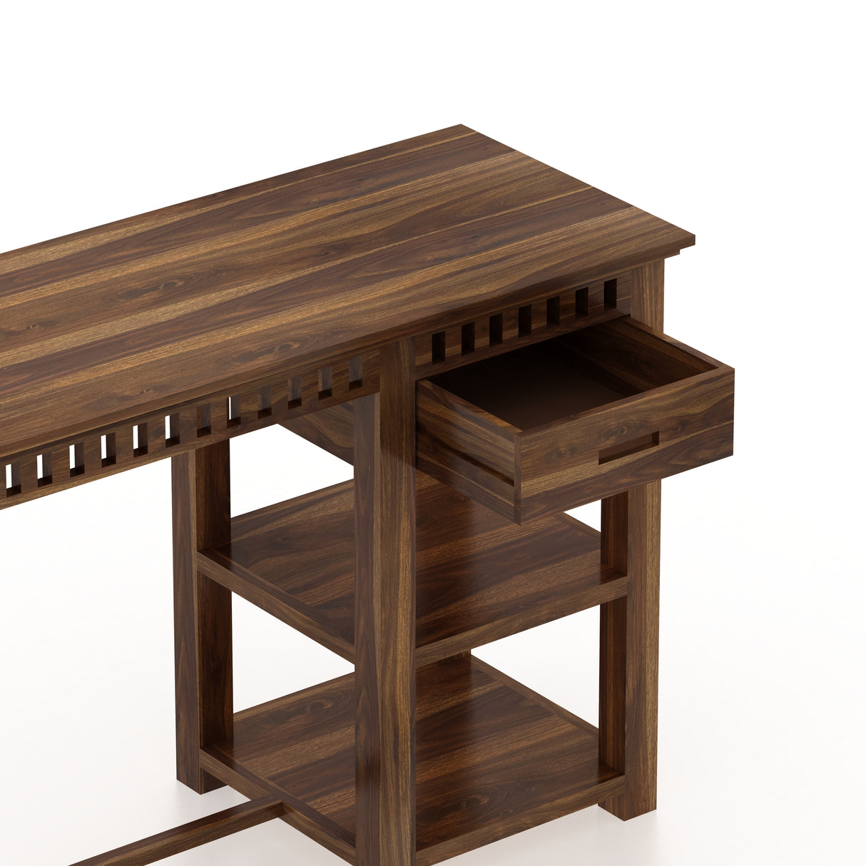 Armania Solid Sheesham Wood Study Table With Open Shelf Storage - 3 Years Warranty