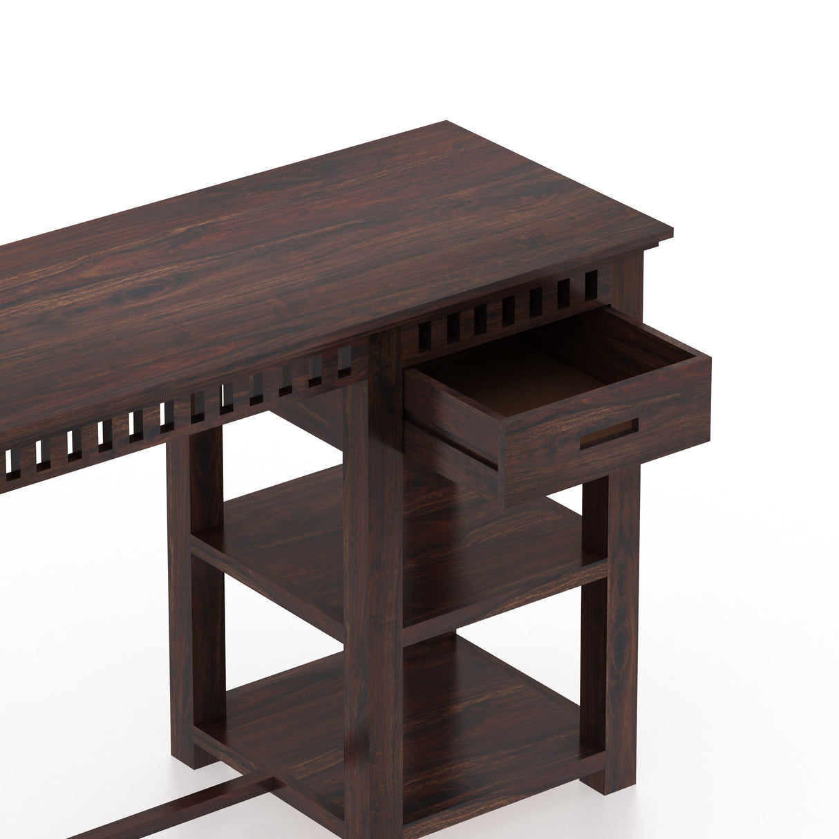 Armania Solid Sheesham Wood Study Table With Open Shelf Storage - 3 Years Warranty