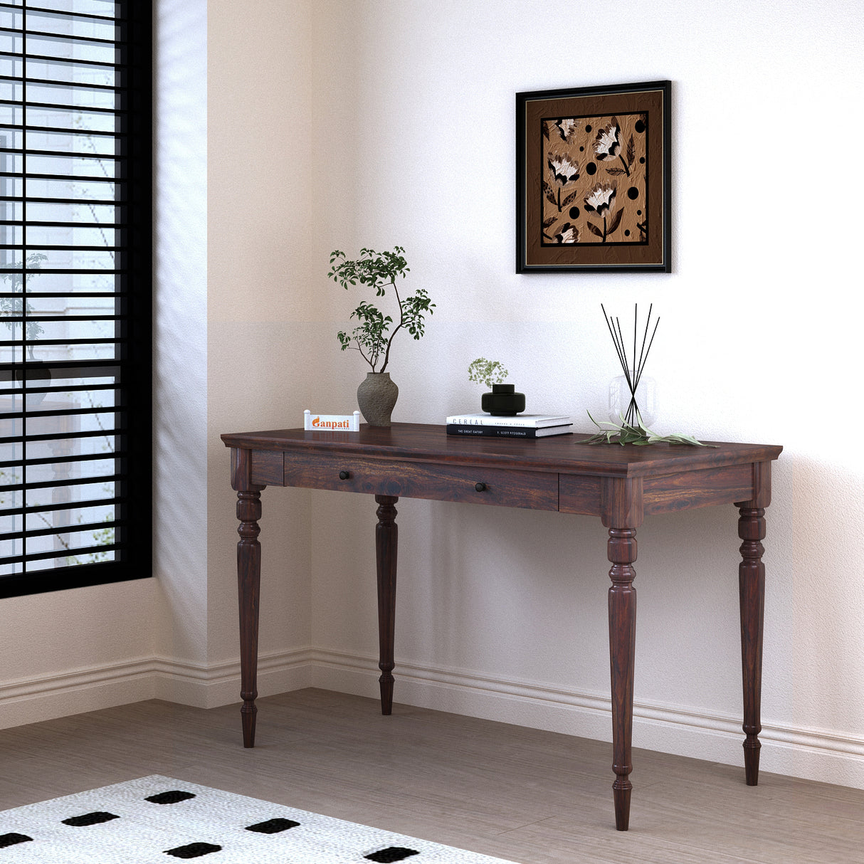 Pillar Solid Sheesham Wood Study Table - 3 Years Warranty