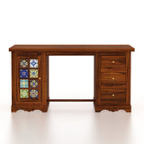 Udaipur Solid Sheesham Wood Study Table With Tiles Detailing - 3 Years Warranty