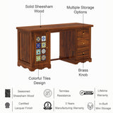 Udaipur Solid Sheesham Wood Study Table With Tiles Detailing - 3 Years Warranty
