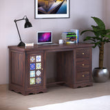 Udaipur Solid Sheesham Wood Study Table With Tiles Detailing - 3 Years Warranty