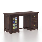 Udaipur Solid Sheesham Wood Study Table With Tiles Detailing - 3 Years Warranty