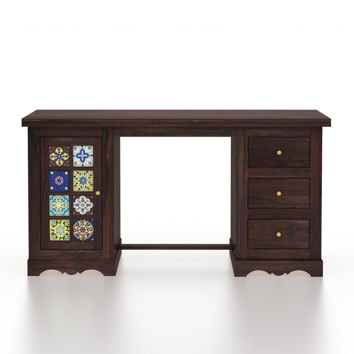 Udaipur Solid Sheesham Wood Study Table With Tiles Detailing - 3 Years Warranty