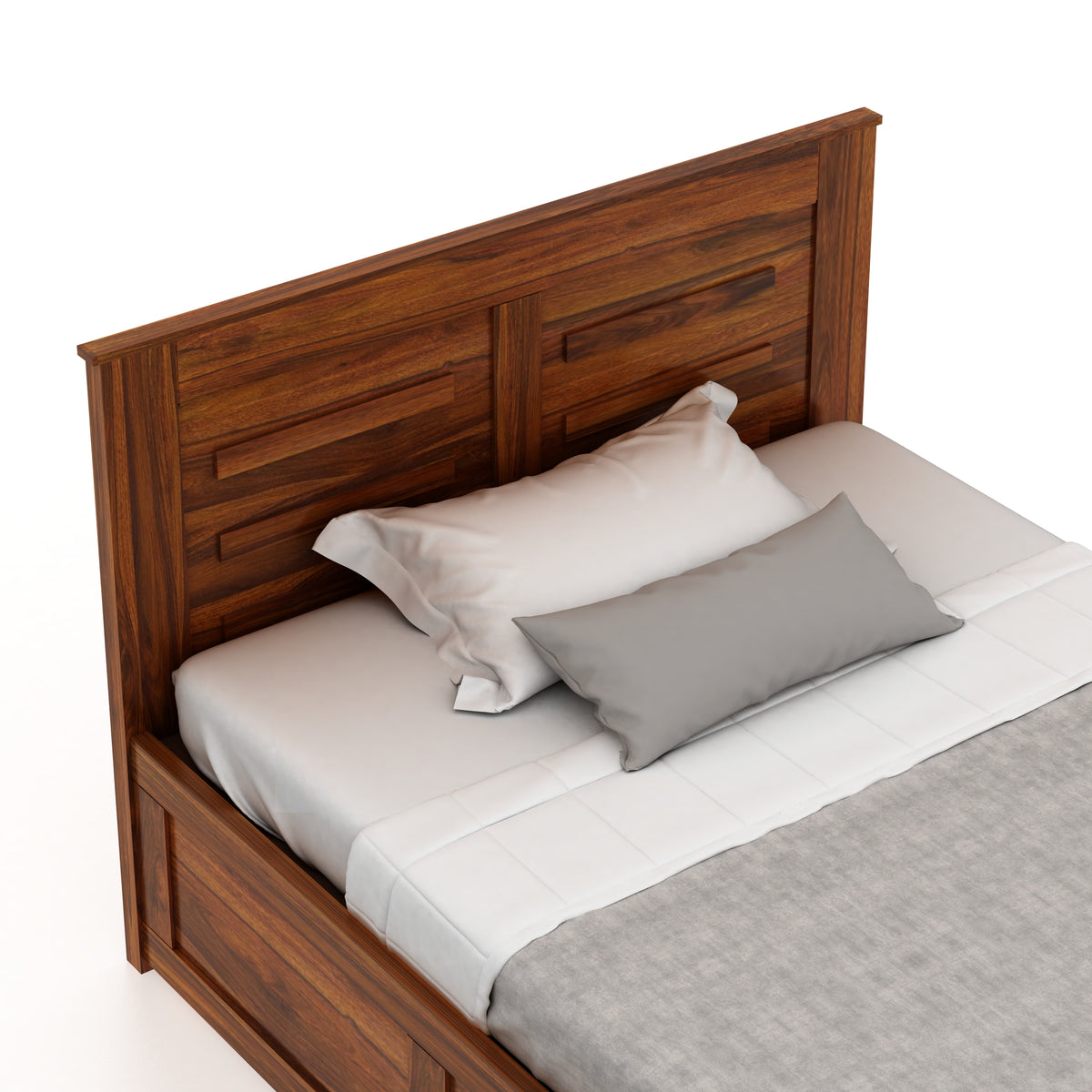 Swiss Solid Sheesham Wood 4 Feet Bed With Box Storage - 3 Years Warranty