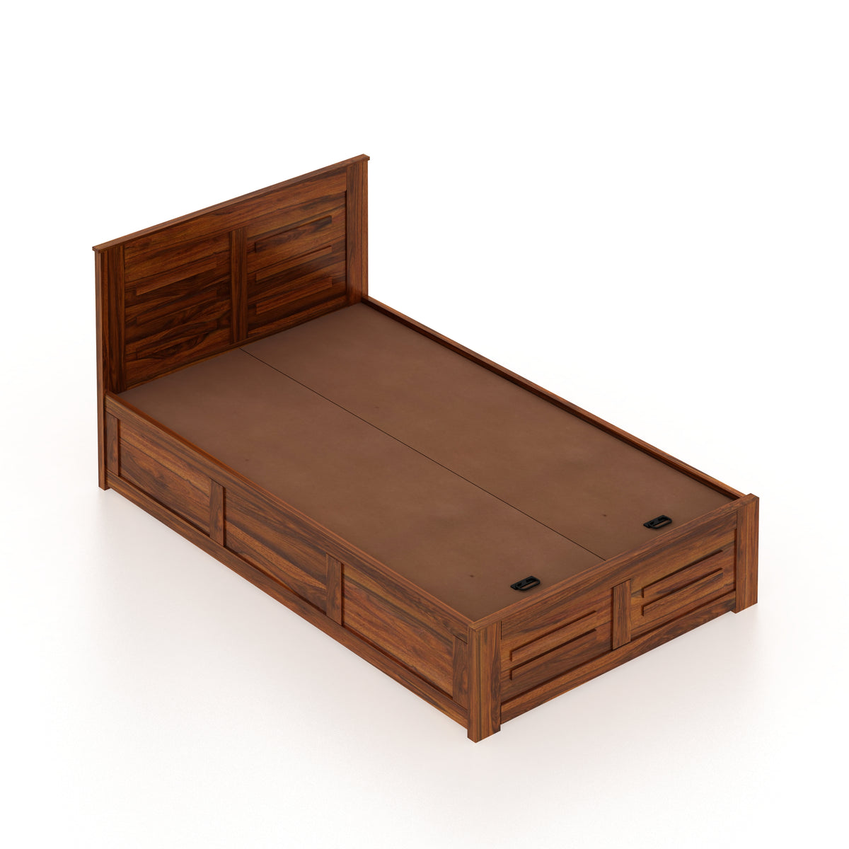 Swiss Solid Sheesham Wood 4 Feet Bed With Box Storage - 3 Years Warranty