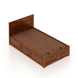 Swiss Solid Sheesham Wood 4 Feet Bed With Box Storage - 3 Years Warranty